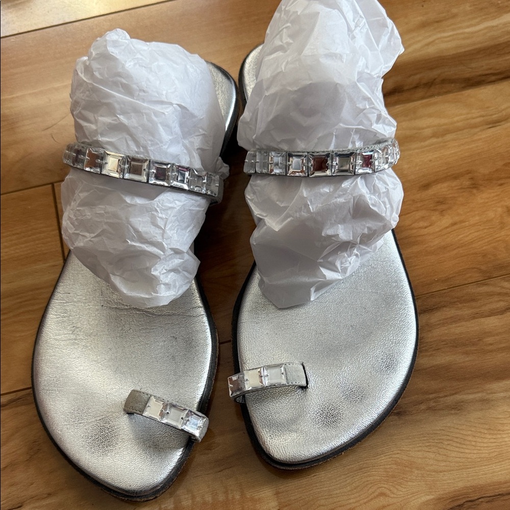 Couture Donald J. Pliner Silver Crystal Sandals